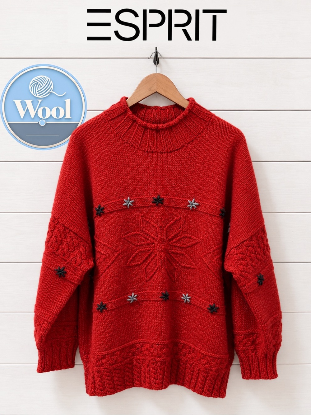 VINTAGE ESPRIT SPORT 💯 wool knit sweater size XXL oversized ⚠️